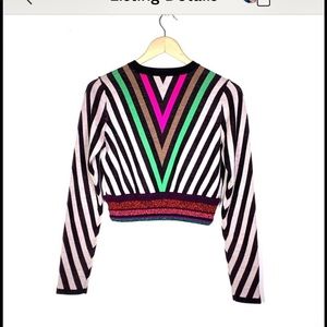 Diane Von Furstenberg longsleeve midriff sweater L